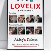 Personalizuotas "Lovelix" dizaino įrėmintas plakatas su jūsų nuotraukomis ir vardais  Posteris(Plakatas) -  dovanokis.lt