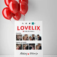 Personalizuotas "Lovelix" dizaino kūrinys ant drobės su jūsų nuotraukomis ir vardais  Drobe -  dovanokis.lt