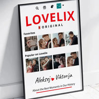 Personalizuotas "Lovelix" dizaino įrėmintas plakatas su jūsų nuotraukomis ir vardais  Posteris(Plakatas) -  dovanokis.lt