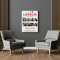 Personalizuotas "Lovelix" dizaino kūrinys ant drobės su jūsų nuotraukomis ir vardais  Drobe -  dovanokis.lt