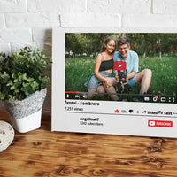 Personalizuotas "YouTube" dizaino kūrinys ant drobės su jūsų nuotrauka ir tekstais  Drobe -  dovanokis.lt