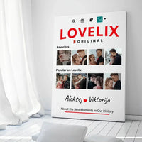 Personalizuotas "Lovelix" dizaino kūrinys ant drobės su jūsų nuotraukomis ir vardais  Drobe -  dovanokis.lt