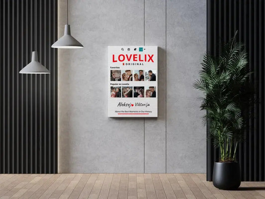 Personalizuotas "Lovelix" dizaino kūrinys ant drobės su jūsų nuotraukomis ir vardais  Drobe -  dovanokis.lt