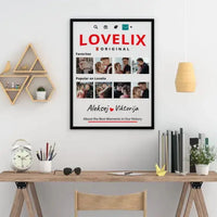 Personalizuotas "Lovelix" dizaino įrėmintas plakatas su jūsų nuotraukomis ir vardais  Posteris(Plakatas) -  dovanokis.lt