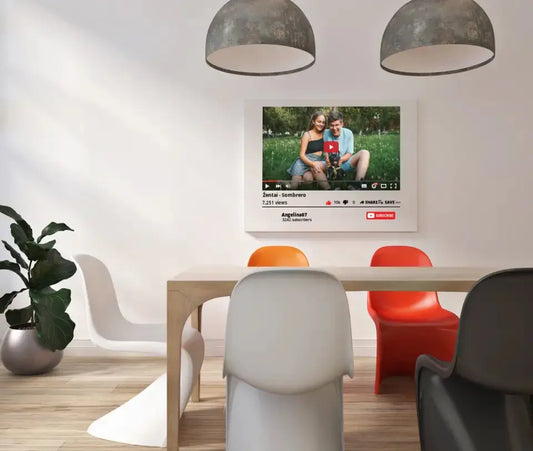 Personalizuotas "YouTube" dizaino kūrinys ant drobės su jūsų nuotrauka ir tekstais  Drobe -  dovanokis.lt