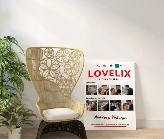 Personalizuotas "Lovelix" dizaino kūrinys ant drobės su jūsų nuotraukomis ir vardais  Drobe -  dovanokis.lt