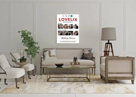Personalizuotas "Lovelix" dizaino kūrinys ant drobės su jūsų nuotraukomis ir vardais  Drobe -  dovanokis.lt