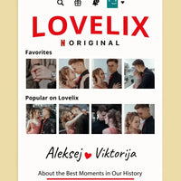 Personalizuotas "Lovelix" dizaino kūrinys ant drobės su jūsų nuotraukomis ir vardais  Drobe -  dovanokis.lt