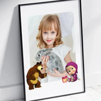 Personalizuotas "Masha ir Lokys" dizaino įrėmintas plakatas su jūsų nuotrauka  Posteris(Plakatas) -  dovanokis.lt