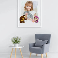 Personalizuotas "Masha ir Lokys" dizaino įrėmintas plakatas su jūsų nuotrauka  Posteris(Plakatas) -  dovanokis.lt