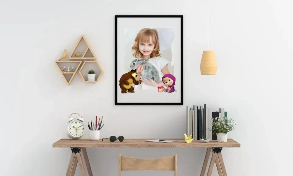 Personalizuotas "Masha ir Lokys" dizaino įrėmintas plakatas su jūsų nuotrauka  Posteris(Plakatas) -  dovanokis.lt