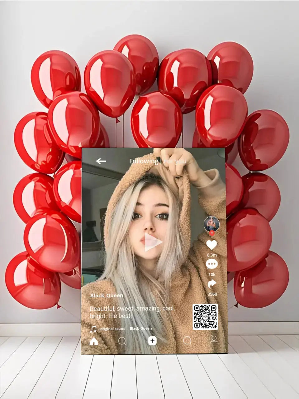 Personalizuotas "TikTok" dizaino kūrinys ant drobės su jūsų nuotrauka ir tekstais  Drobe -  dovanokis.lt