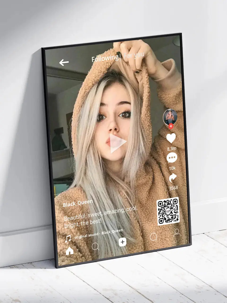 Personalizuotas "TikTok" dizaino įrėmintas plakatas su jūsų nuotrauka ir tekstais  Posteris(Plakatas) -  dovanokis.lt
