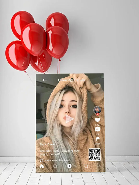 Personalizuotas "TikTok" dizaino kūrinys ant drobės su jūsų nuotrauka ir tekstais  Drobe -  dovanokis.lt