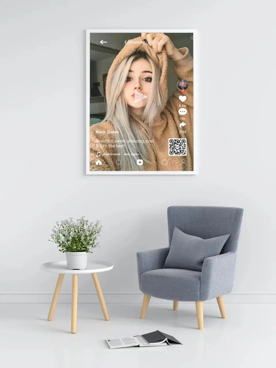 Personalizuotas "TikTok" dizaino įrėmintas plakatas su jūsų nuotrauka ir tekstais  Posteris(Plakatas) -  dovanokis.lt
