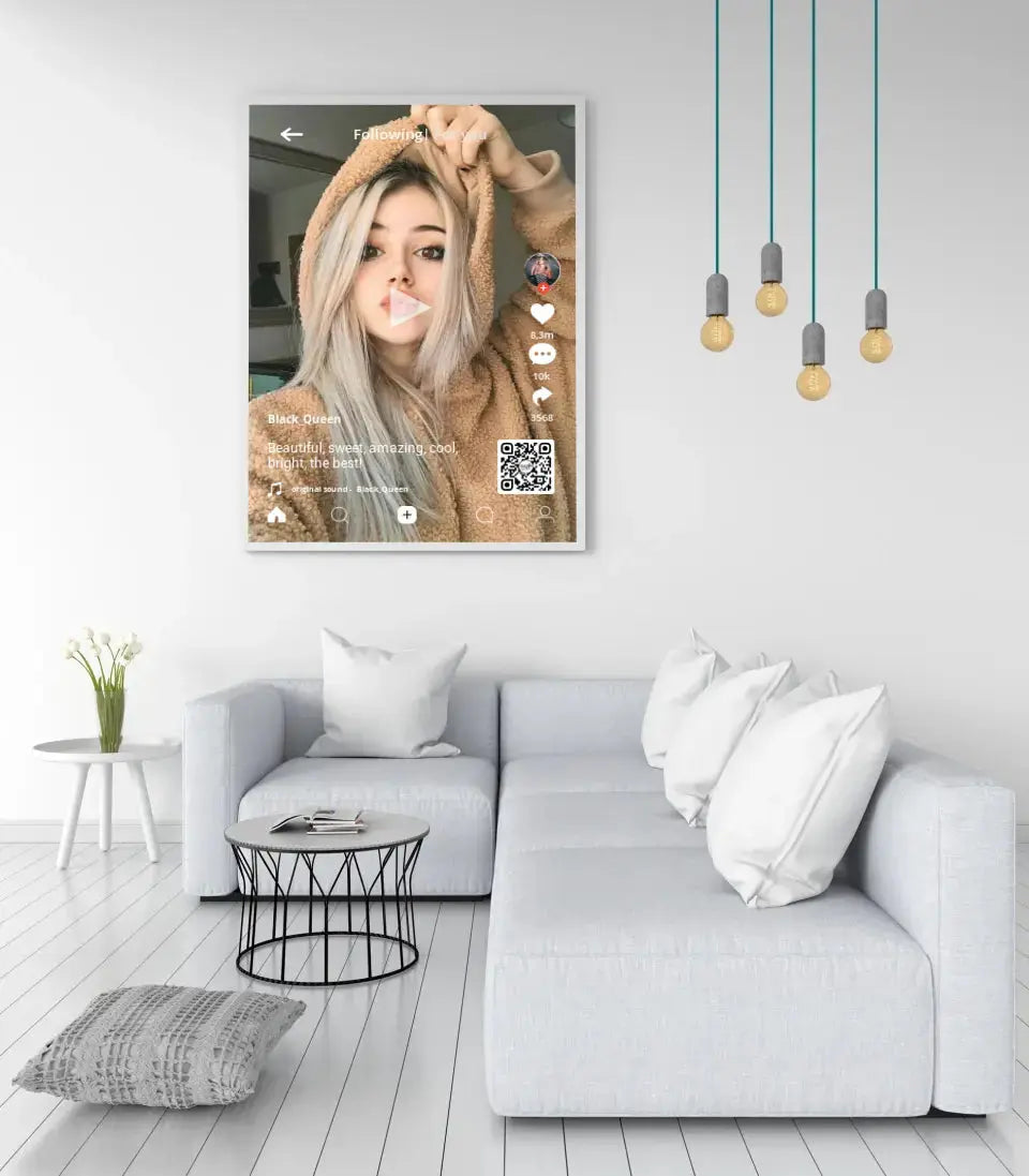 Personalizuotas "TikTok" dizaino įrėmintas plakatas su jūsų nuotrauka ir tekstais  Posteris(Plakatas) -  dovanokis.lt