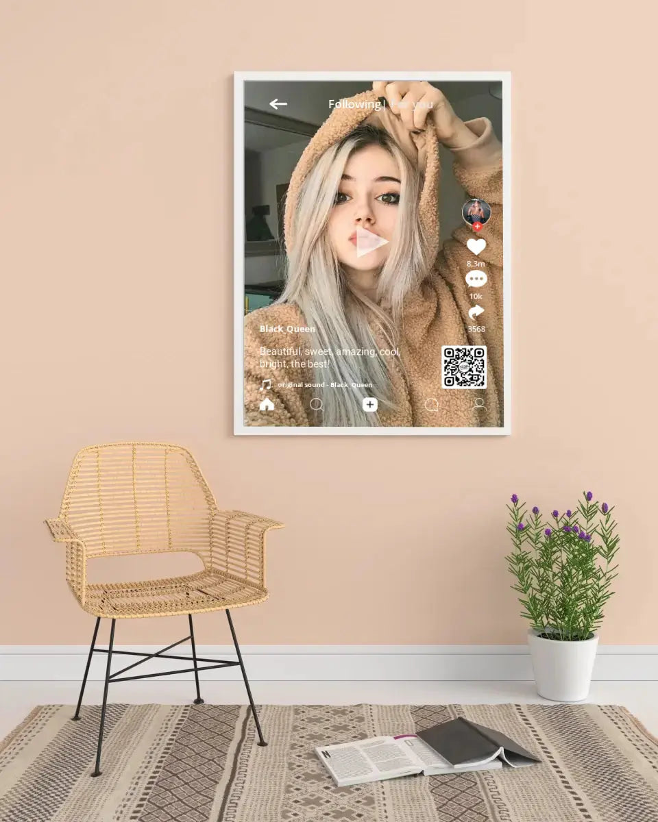 Personalizuotas "TikTok" dizaino įrėmintas plakatas su jūsų nuotrauka ir tekstais  Posteris(Plakatas) -  dovanokis.lt