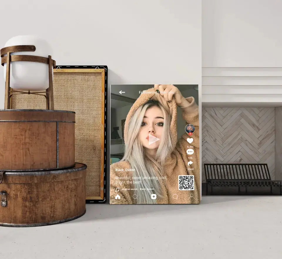 Personalizuotas "TikTok" dizaino kūrinys ant drobės su jūsų nuotrauka ir tekstais  Drobe -  dovanokis.lt