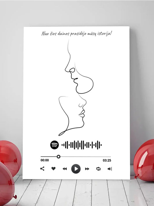 Personalizuotas Spotify muzikos grotuvas ant drobės su iliustracija, jūsų nuotrauka, daina ir spotify kodu  Drobe -  dovanokis.lt