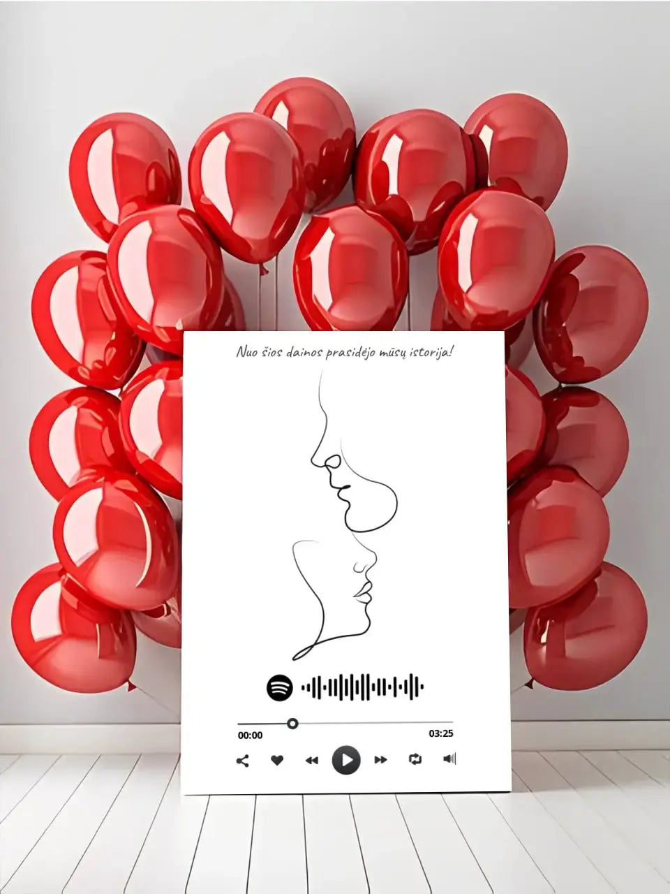 Personalizuotas Spotify muzikos grotuvas ant drobės su iliustracija, jūsų nuotrauka, daina ir spotify kodu  Drobe -  dovanokis.lt