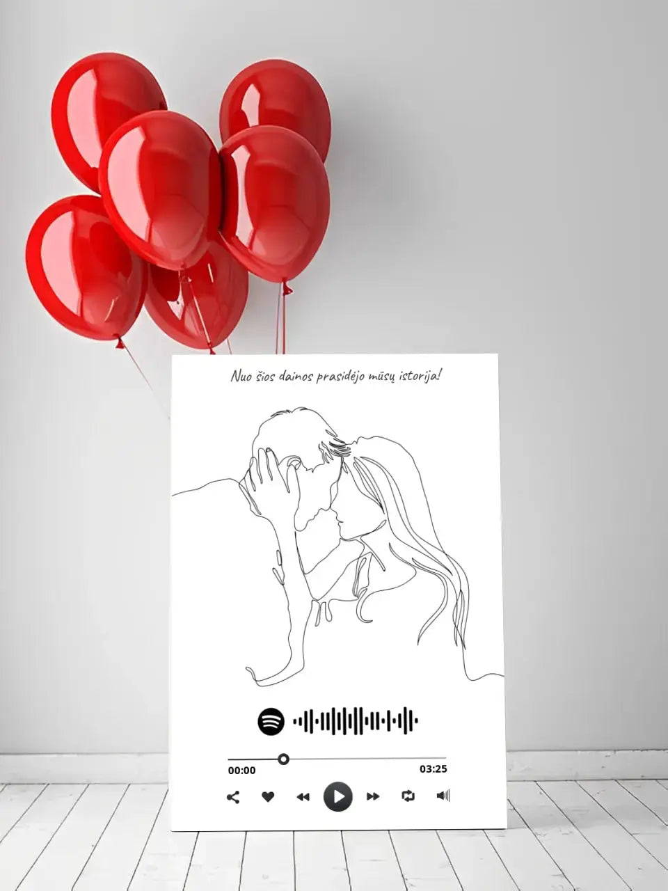 Personalizuotas Spotify muzikos grotuvas ant drobės su iliustracija, jūsų nuotrauka, daina ir spotify kodu  Drobe -  dovanokis.lt