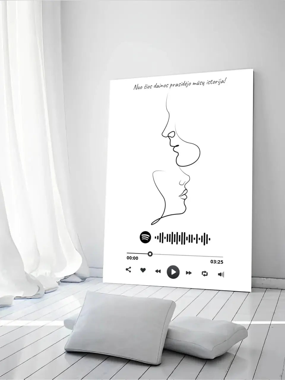 Personalizuotas Spotify muzikos grotuvas ant drobės su iliustracija, jūsų nuotrauka, daina ir spotify kodu  Drobe -  dovanokis.lt