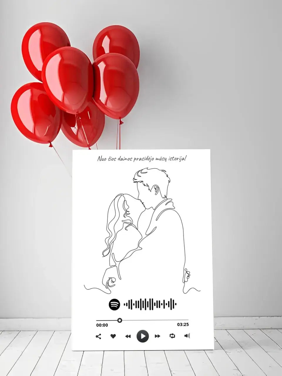 Personalizuotas Spotify muzikos grotuvas ant drobės su iliustracija, jūsų nuotrauka, daina ir spotify kodu  Drobe -  dovanokis.lt