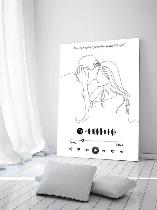 Personalizuotas Spotify muzikos grotuvas ant drobės su iliustracija, jūsų nuotrauka, daina ir spotify kodu  Drobe -  dovanokis.lt