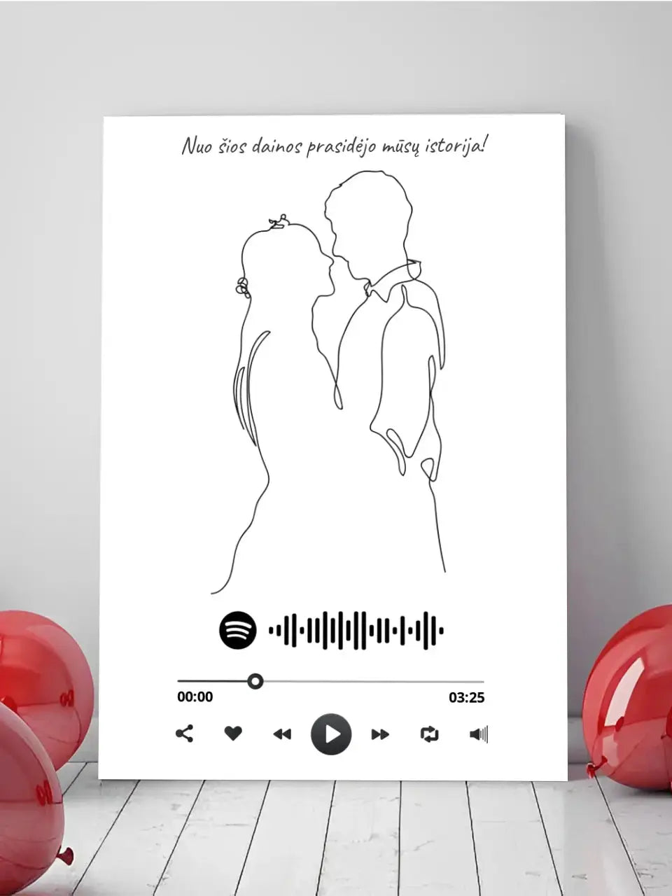 Personalizuotas Spotify muzikos grotuvas ant drobės su iliustracija, jūsų nuotrauka, daina ir spotify kodu  Drobe -  dovanokis.lt