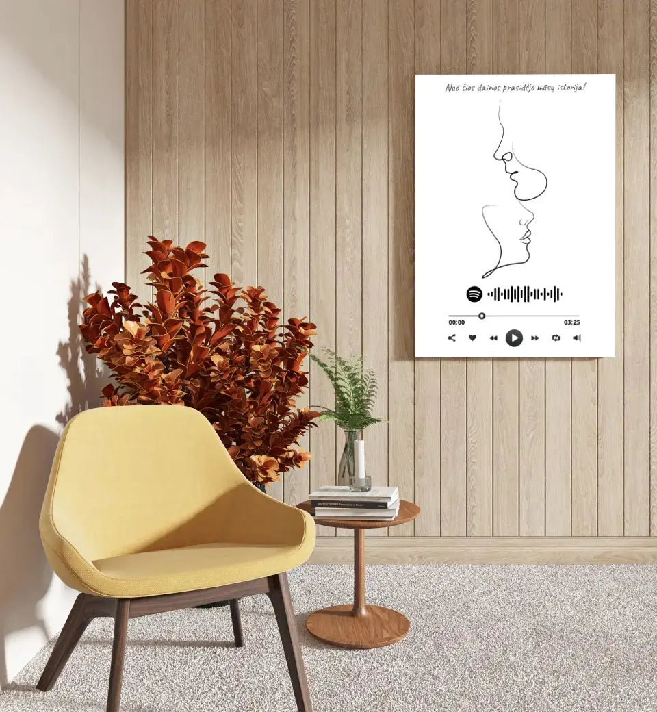 Personalizuotas Spotify muzikos grotuvas ant drobės su iliustracija, jūsų nuotrauka, daina ir spotify kodu  Drobe -  dovanokis.lt