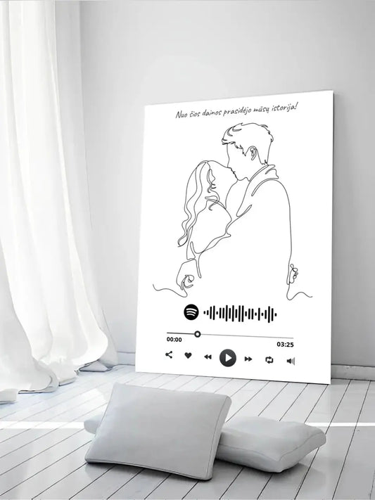 Personalizuotas Spotify muzikos grotuvas ant drobės su iliustracija, jūsų nuotrauka, daina ir spotify kodu  Drobe -  dovanokis.lt