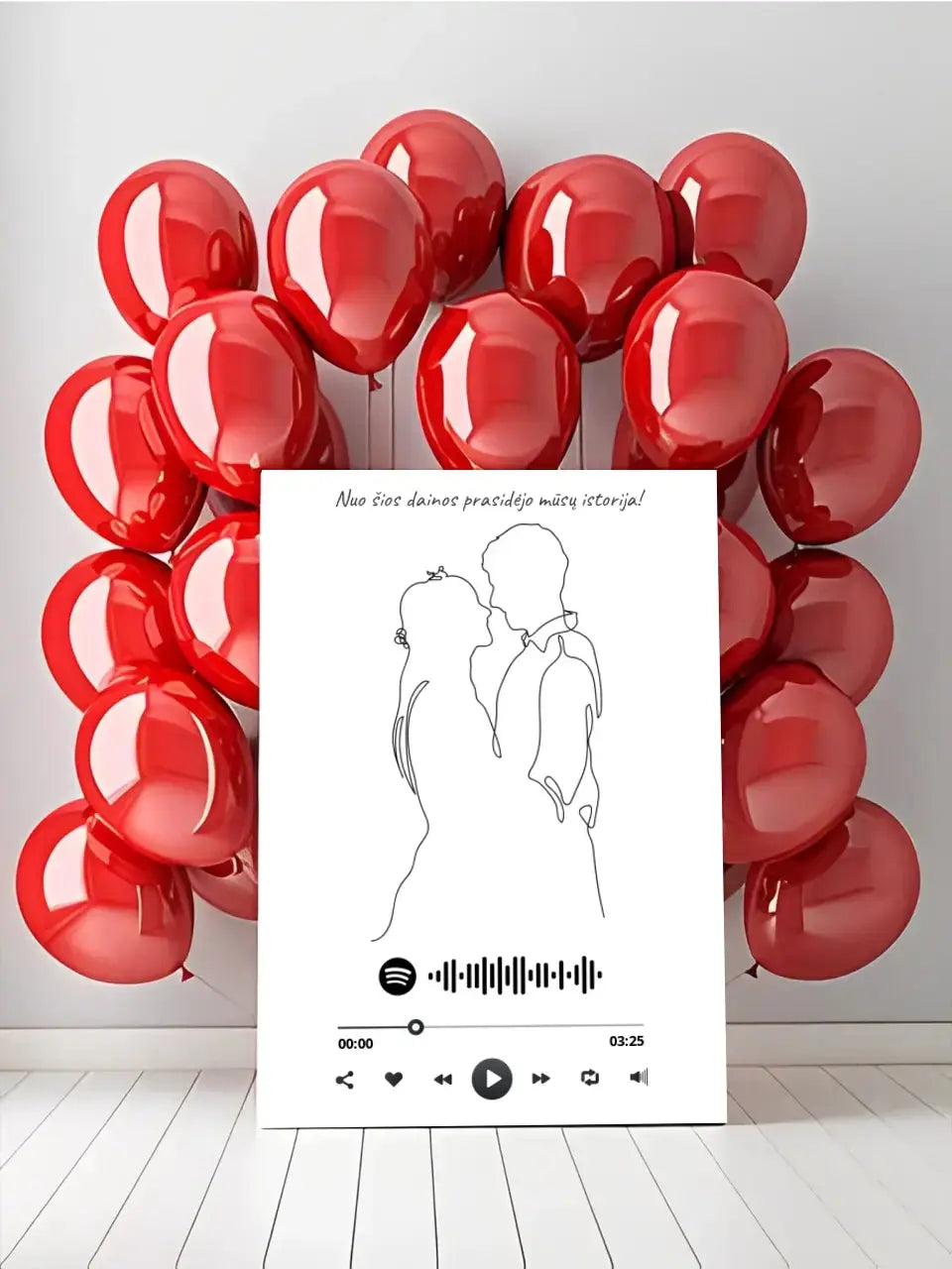 Personalizuotas Spotify muzikos grotuvas ant drobės su iliustracija, jūsų nuotrauka, daina ir spotify kodu  Drobe -  dovanokis.lt