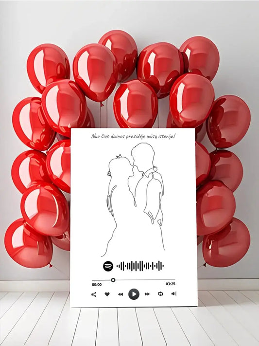 Personalizuotas Spotify muzikos grotuvas ant drobės su iliustracija, jūsų nuotrauka, daina ir spotify kodu  Drobe -  dovanokis.lt