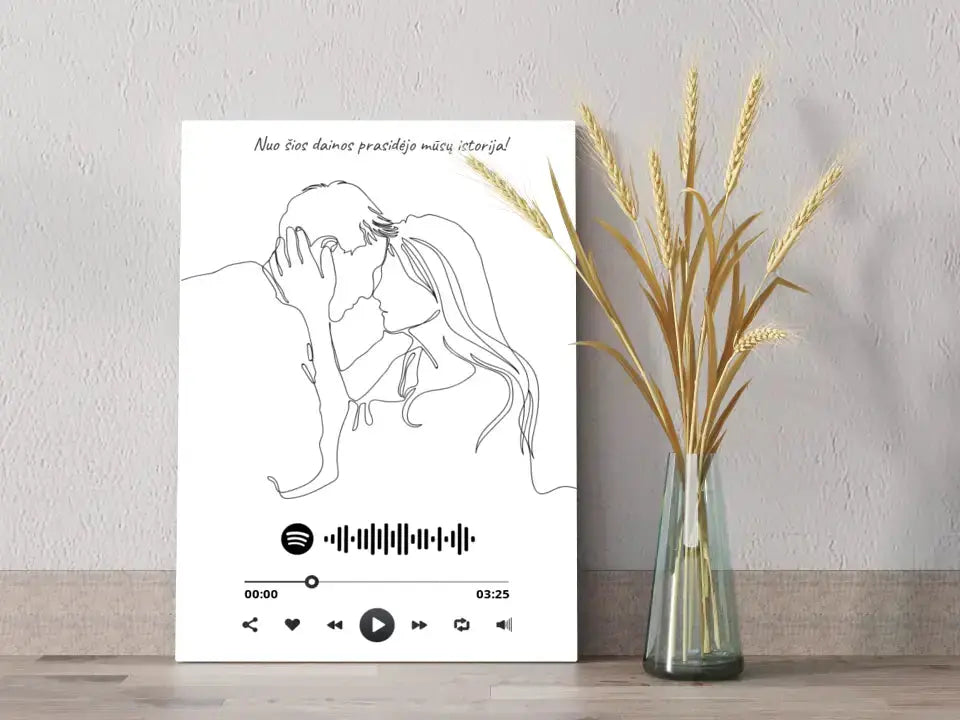 Personalizuotas Spotify muzikos grotuvas ant drobės su iliustracija, jūsų nuotrauka, daina ir spotify kodu  Drobe -  dovanokis.lt