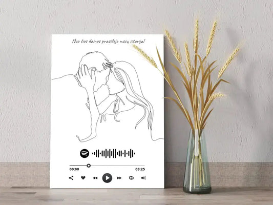 Personalizuotas Spotify muzikos grotuvas ant drobės su iliustracija, jūsų nuotrauka, daina ir spotify kodu  Drobe -  dovanokis.lt