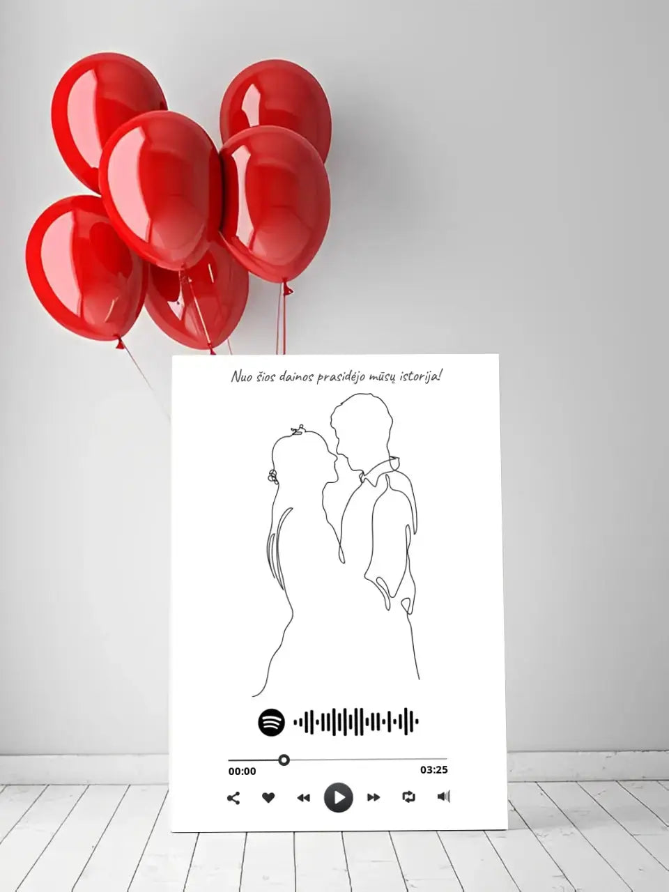 Personalizuotas Spotify muzikos grotuvas ant drobės su iliustracija, jūsų nuotrauka, daina ir spotify kodu  Drobe -  dovanokis.lt