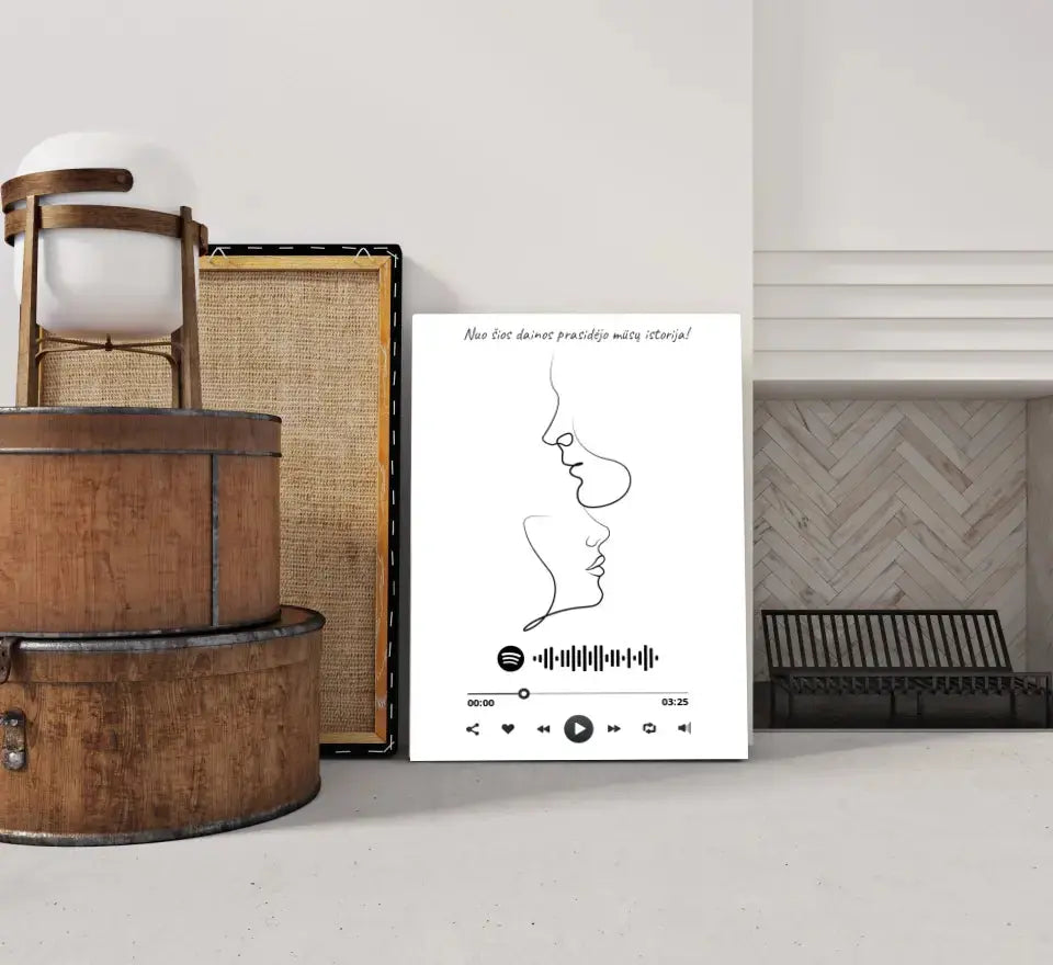 Personalizuotas Spotify muzikos grotuvas ant drobės su iliustracija, jūsų nuotrauka, daina ir spotify kodu  Drobe -  dovanokis.lt