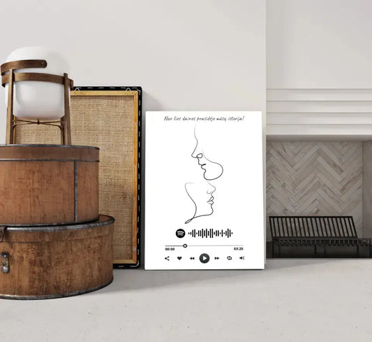 Personalizuotas Spotify muzikos grotuvas ant drobės su iliustracija, jūsų nuotrauka, daina ir spotify kodu  Drobe -  dovanokis.lt