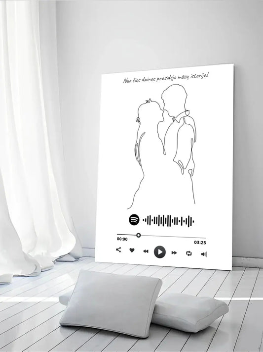 Personalizuotas Spotify muzikos grotuvas ant drobės su iliustracija, jūsų nuotrauka, daina ir spotify kodu  Drobe -  dovanokis.lt