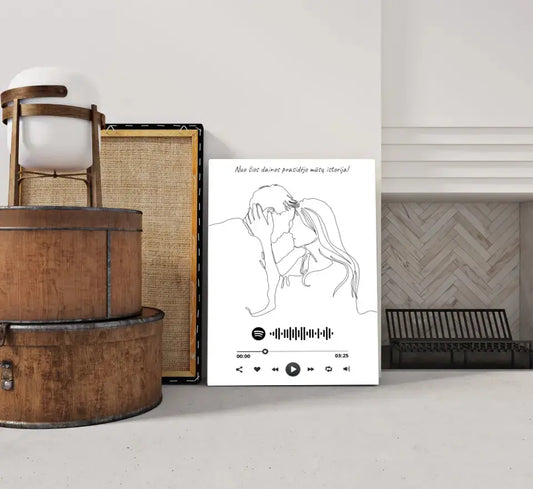 Personalizuotas Spotify muzikos grotuvas ant drobės su iliustracija, jūsų nuotrauka, daina ir spotify kodu  Drobe -  dovanokis.lt