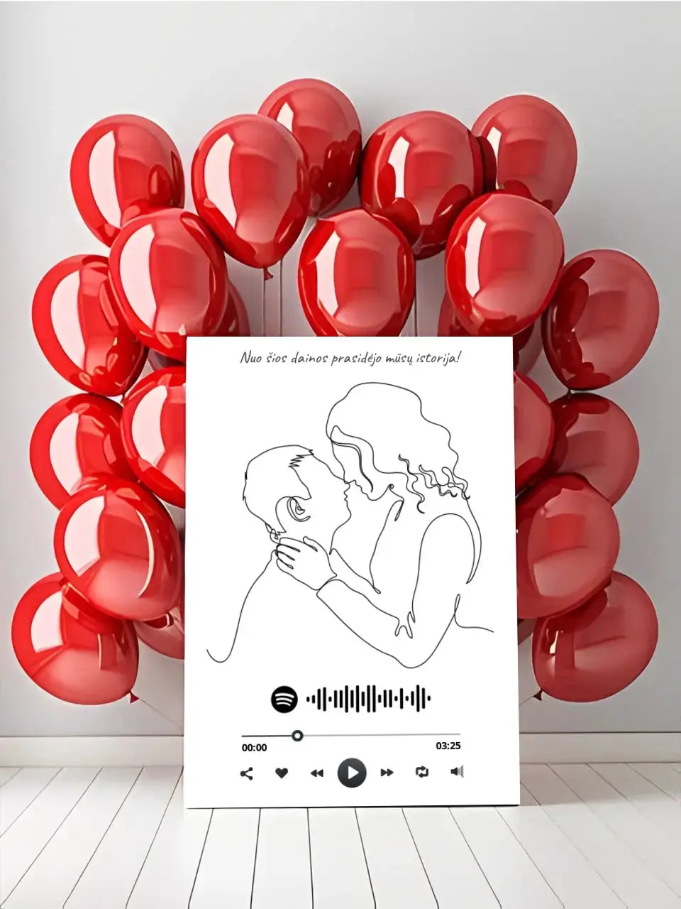 Personalizuotas Spotify muzikos grotuvas ant drobės su iliustracija, jūsų nuotrauka, daina ir spotify kodu  Drobe -  dovanokis.lt