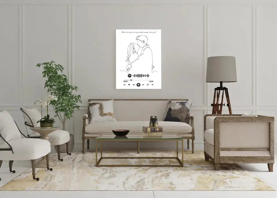 Personalizuotas Spotify muzikos grotuvas ant drobės su iliustracija, jūsų nuotrauka, daina ir spotify kodu  Drobe -  dovanokis.lt