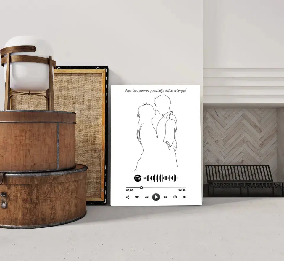 Personalizuotas Spotify muzikos grotuvas ant drobės su iliustracija, jūsų nuotrauka, daina ir spotify kodu  Drobe -  dovanokis.lt