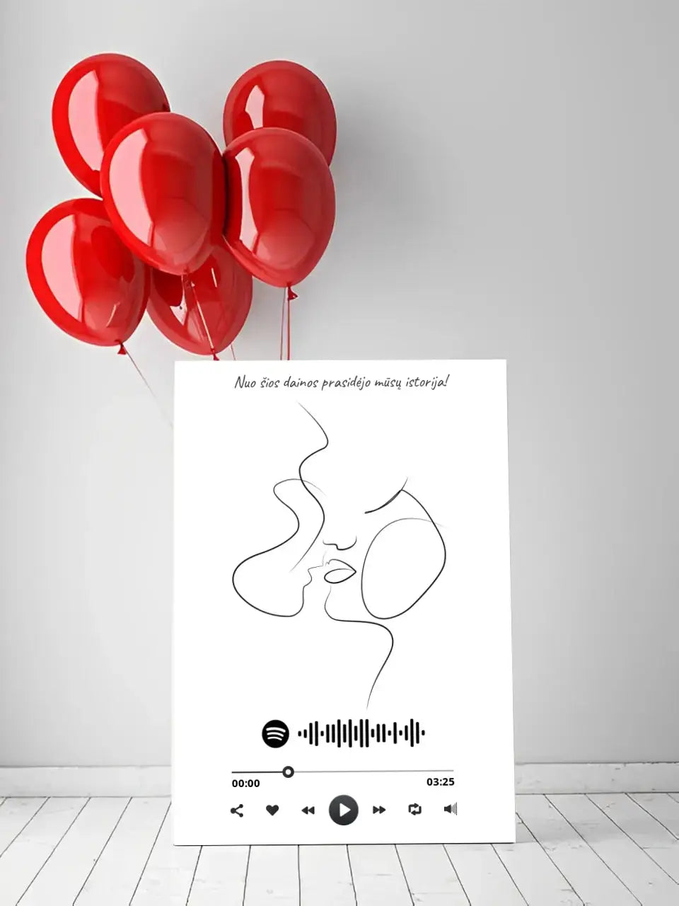 Personalizuotas Spotify muzikos grotuvas ant drobės su iliustracija, jūsų nuotrauka, daina ir spotify kodu  Drobe -  dovanokis.lt