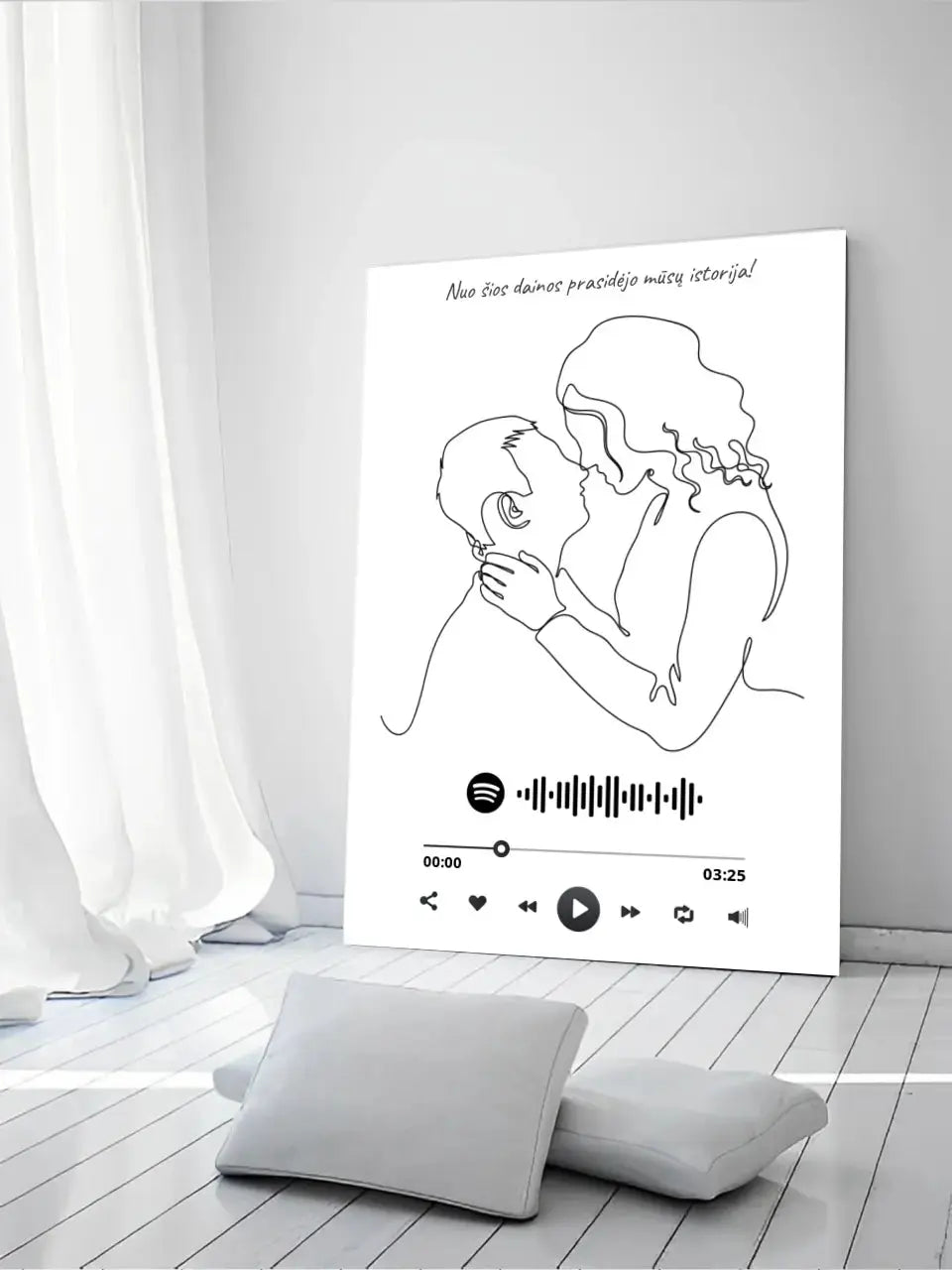 Personalizuotas Spotify muzikos grotuvas ant drobės su iliustracija, jūsų nuotrauka, daina ir spotify kodu  Drobe -  dovanokis.lt