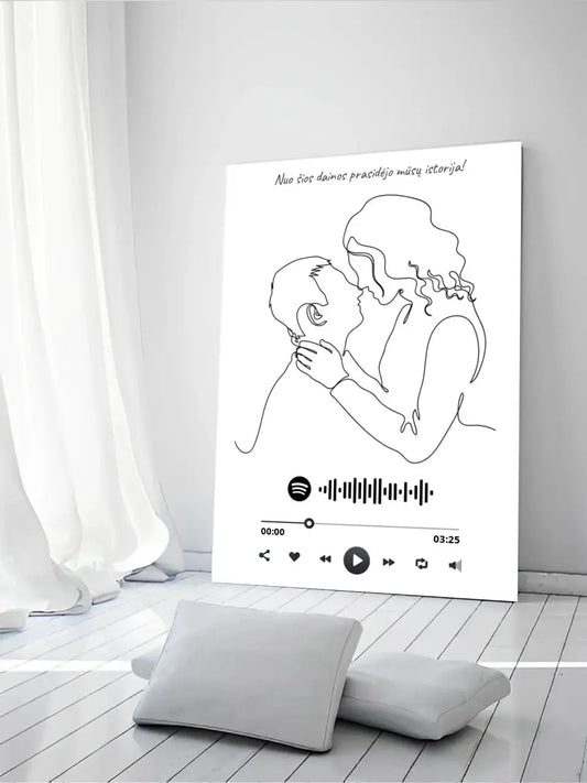 Personalizuotas Spotify muzikos grotuvas ant drobės su iliustracija, jūsų nuotrauka, daina ir spotify kodu  Drobe -  dovanokis.lt