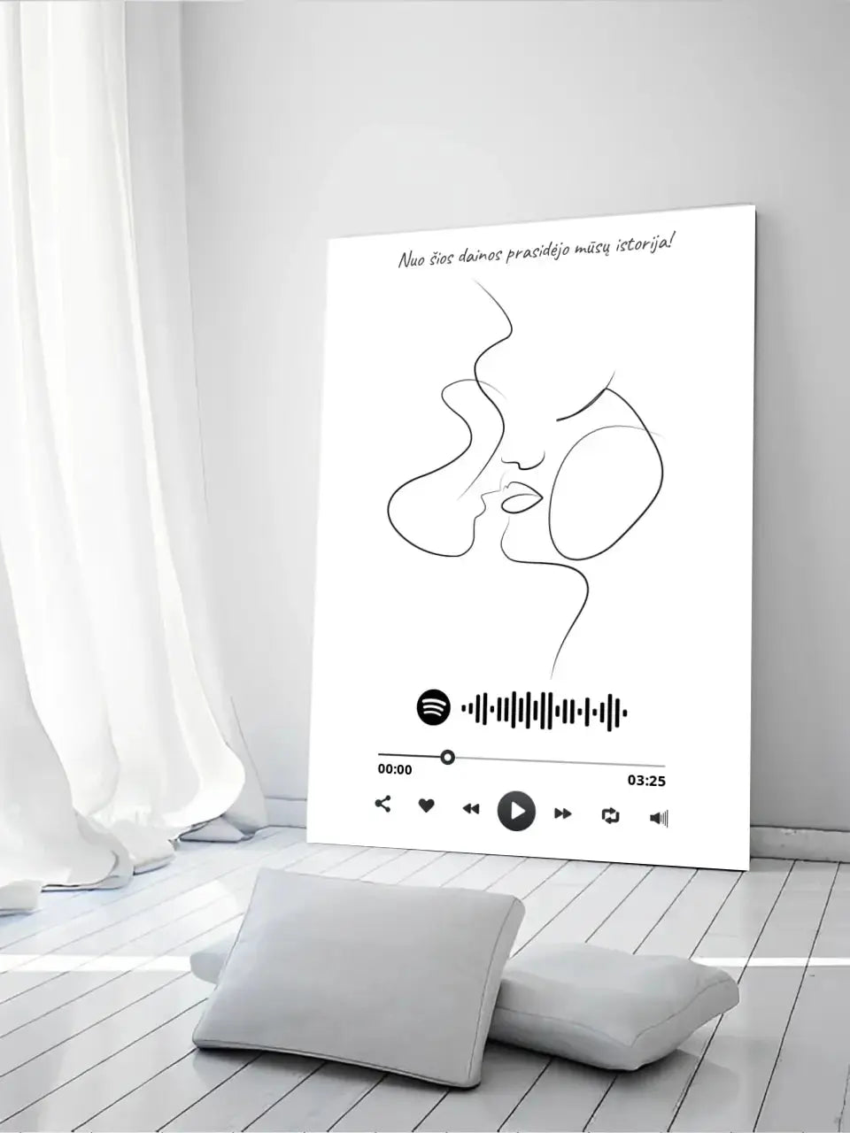 Personalizuotas Spotify muzikos grotuvas ant drobės su iliustracija, jūsų nuotrauka, daina ir spotify kodu  Drobe -  dovanokis.lt