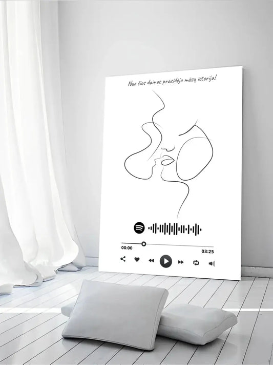 Personalizuotas Spotify muzikos grotuvas ant drobės su iliustracija, jūsų nuotrauka, daina ir spotify kodu  Drobe -  dovanokis.lt