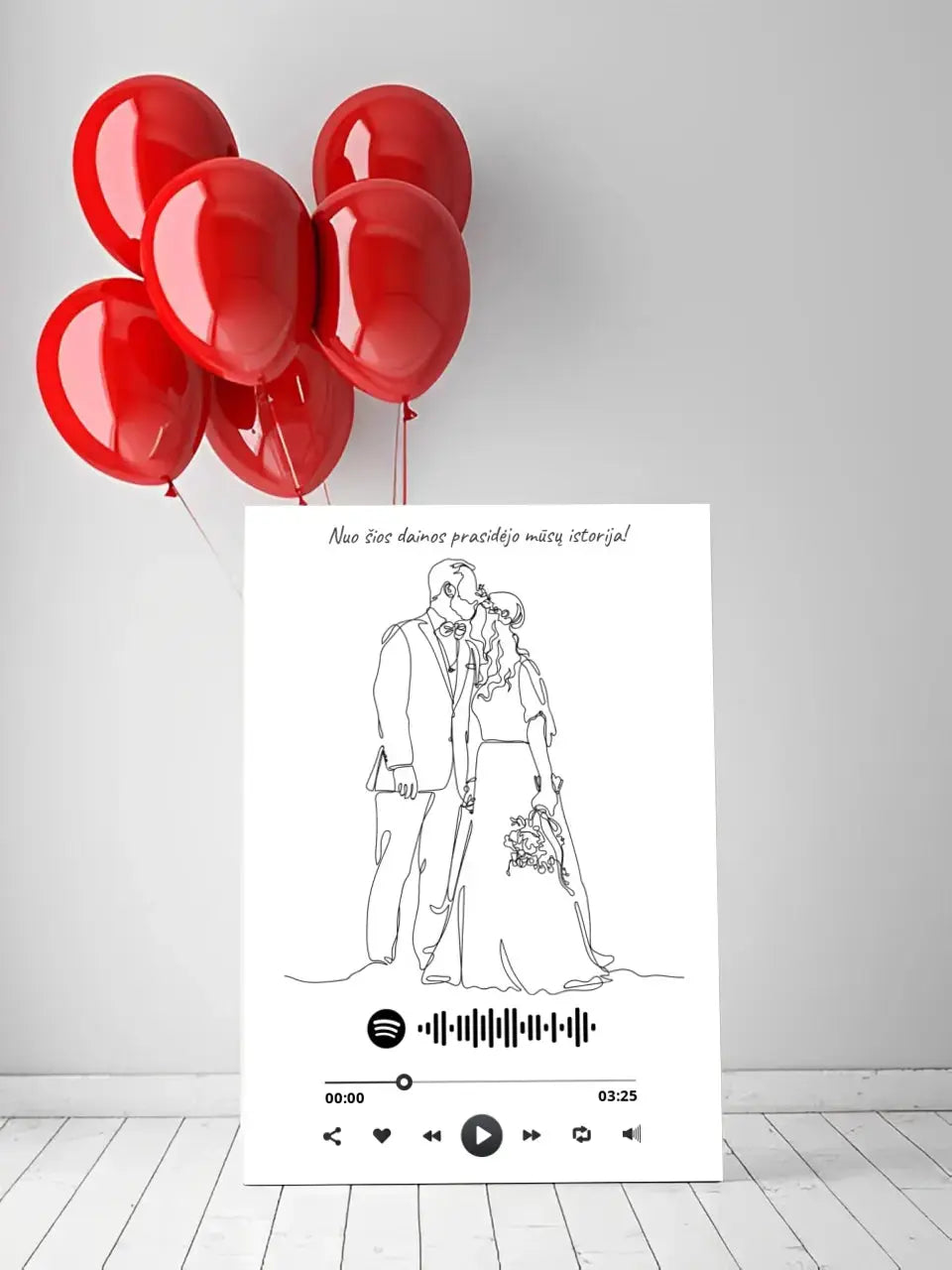 Personalizuotas Spotify muzikos grotuvas ant drobės su iliustracija, jūsų nuotrauka, daina ir spotify kodu  Drobe -  dovanokis.lt