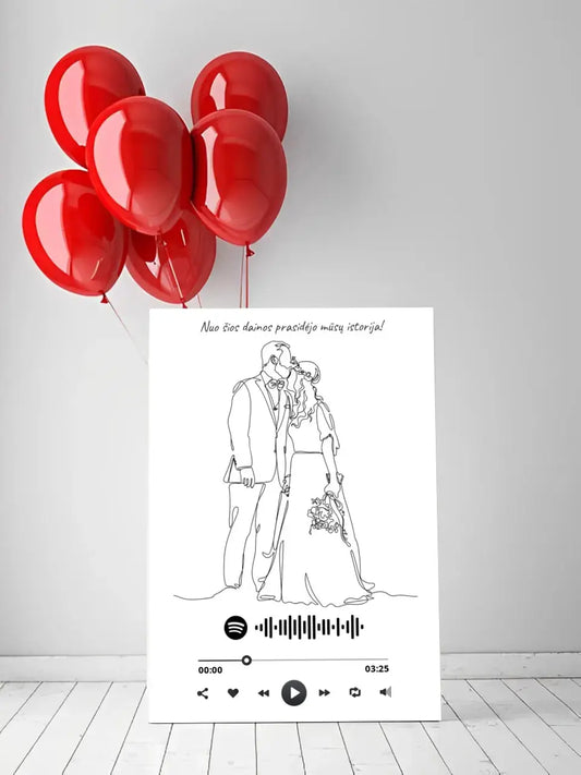 Personalizuotas Spotify muzikos grotuvas ant drobės su iliustracija, jūsų nuotrauka, daina ir spotify kodu  Drobe -  dovanokis.lt